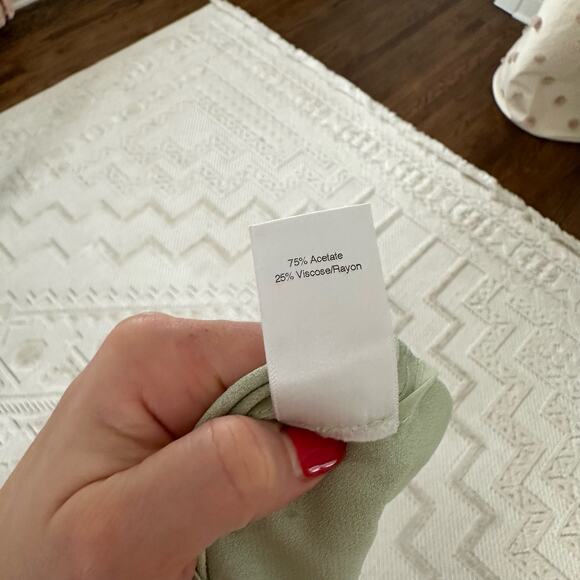 EDUN Liquid Satin Tie Waist Short Sleeve Dress Jade 2 $1100 - Picture 9 of 9